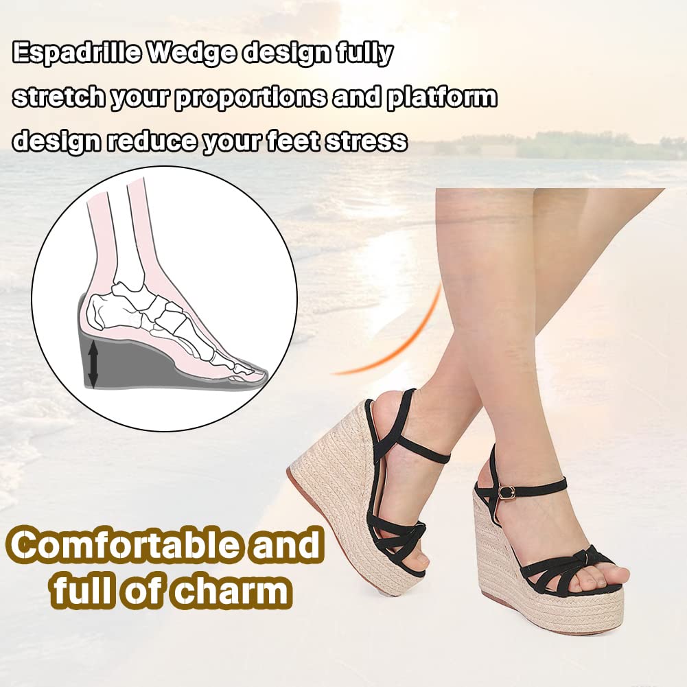 Women's Platform Ankle Strap Sandals - Open Toe Espadrille Wedge Summer Shoes for Casual Wear | Beach, Vacation & Everyday Comfort