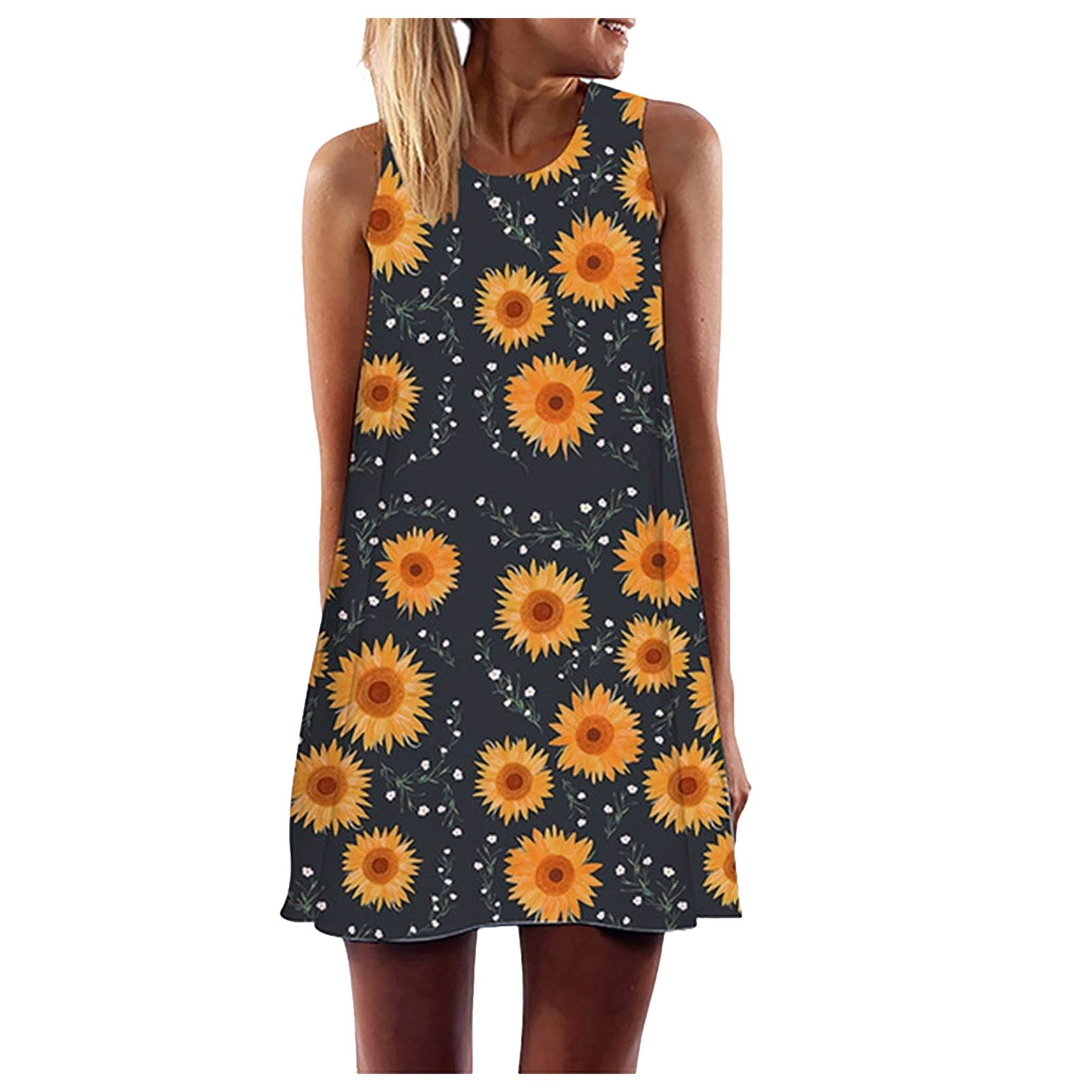 Boho Printed Sleeveless Mini Dress - Vintage Floral Summer Beach Dress for Women | Casual Cocktail Party, Vacation & Outdoor Wear