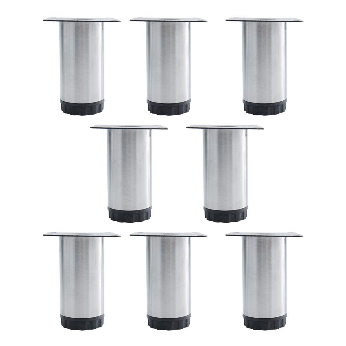 uxcell 4 Inch Adjustable Stainless Steel Furniture Legs - Set of 8 for Sofa, Table, Cabinet, Wardrobe & Shelves | Heavy Duty Worktop Feet Replacement | Perfect for Home Office & Kitchen Renovation