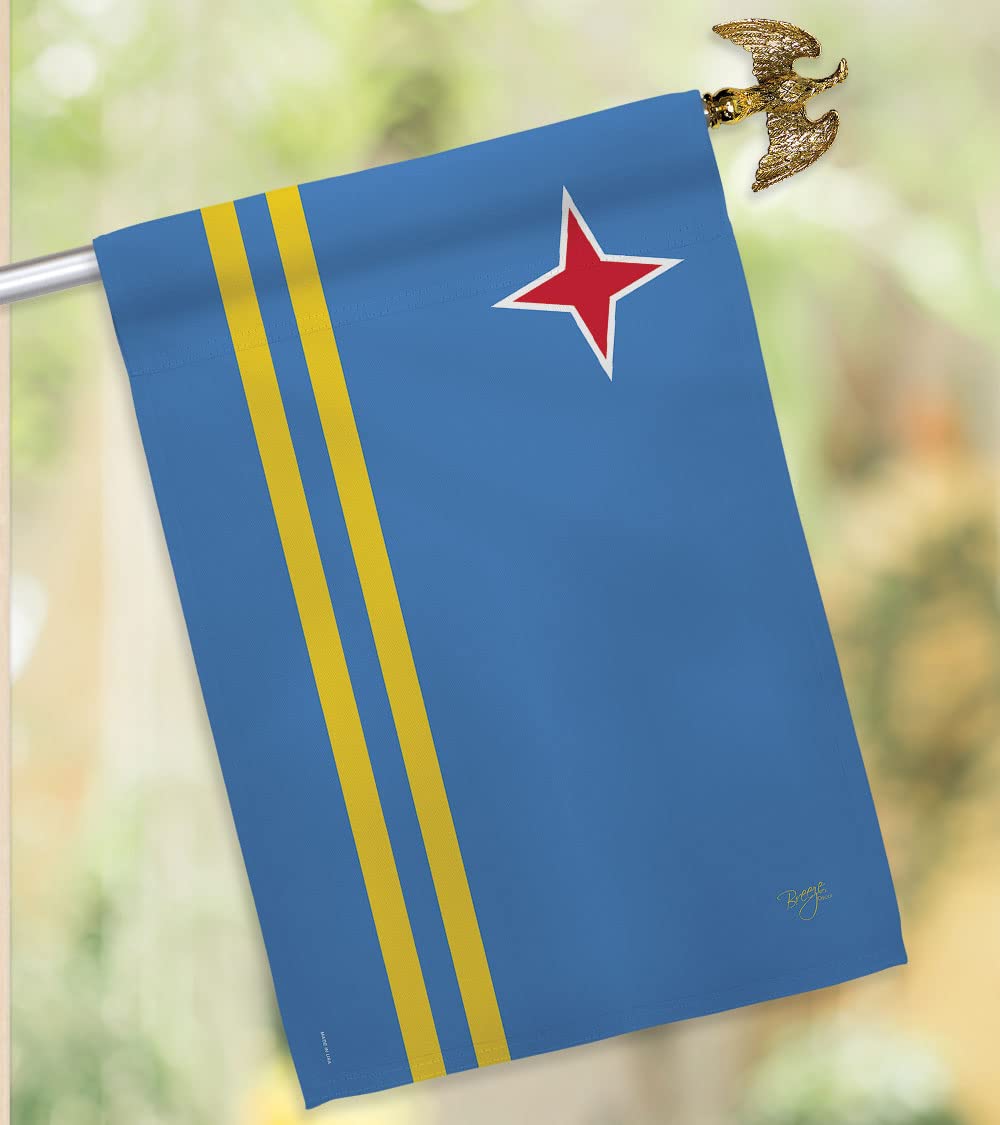 Aruba National Flag Set 28x40in w/Pole for Home & Garden Decor