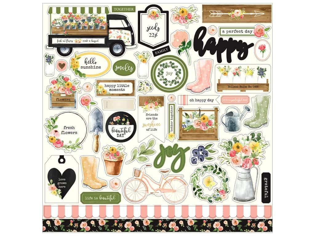 Carta Bella 12x12 Inch Spring Market Cardstock Stickers - Multicolor Scrapbooking Embellishments for DIY Cards, Journals, and Home Decor
