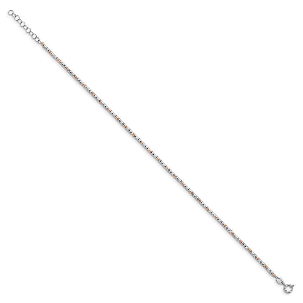 Sterling Silver Rose Gold Plated Diamond Cut Anklet Bracelet for Women - Elegant Ankle Chain Jewelry for Parties, Beach & Everyday Wear