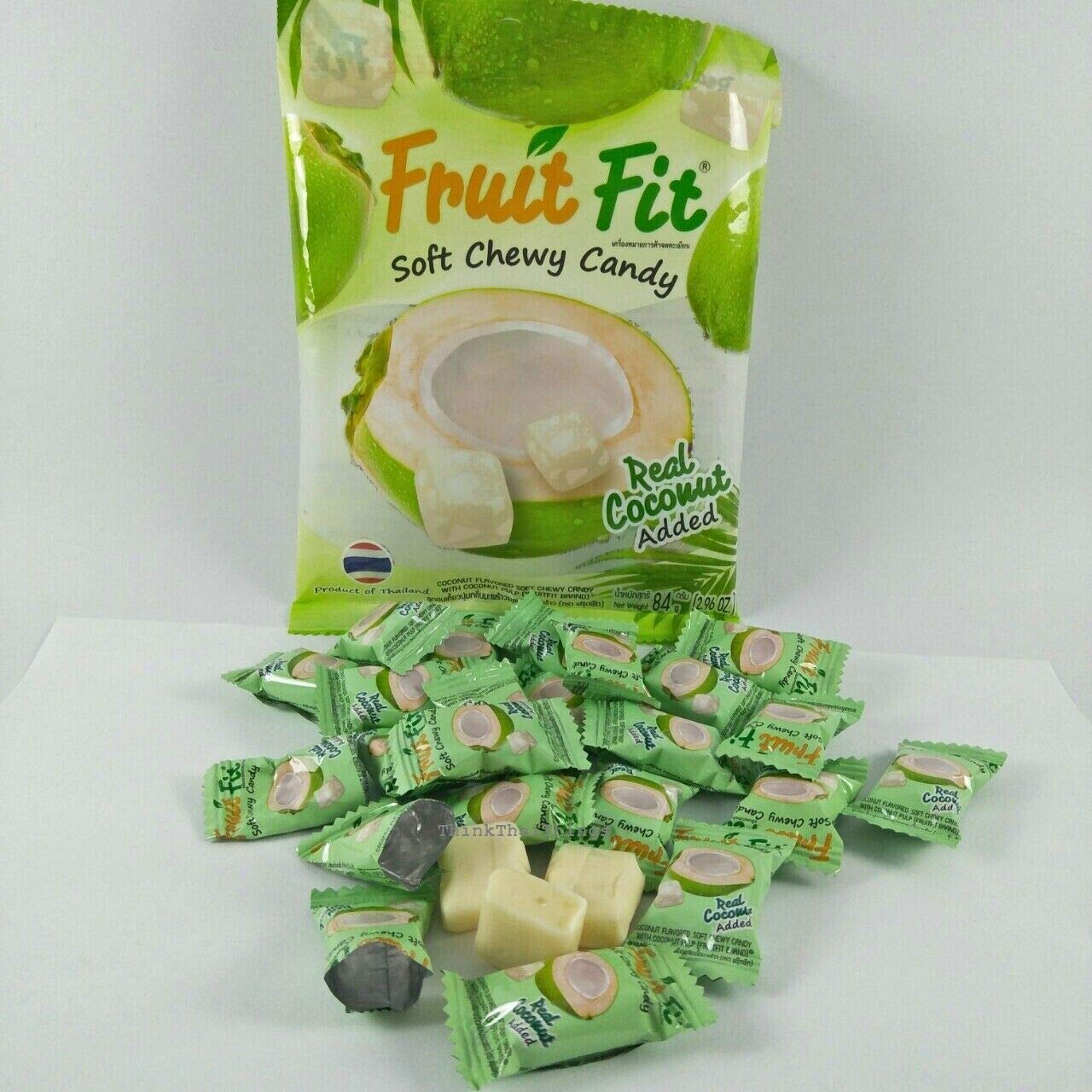 Fruit Fit Brand Mango Pulp Soft Chewy Candy - Coconut Flavor 100g | Tropical Snack for Parties, Travel & Gifts