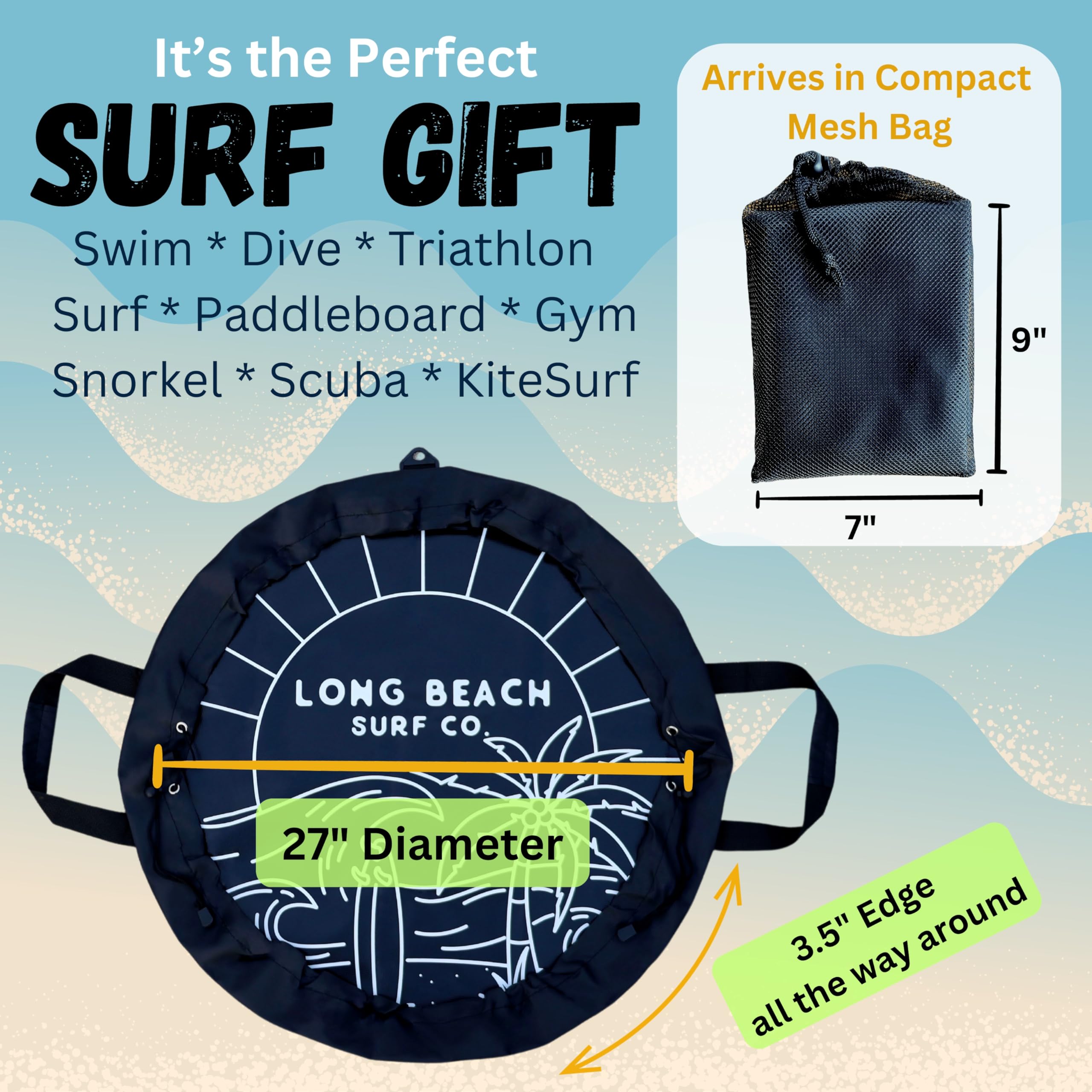 Waterproof Wetsuit Changing Mat - Surf & Swim Dry Bag with Drawstring for Wet Bathing Suits | Portable Wetsuit Storage Mat for Surfing, Swimming & Beach Trips | Quick-Dry Changing Mat for Outdoor Water Sports