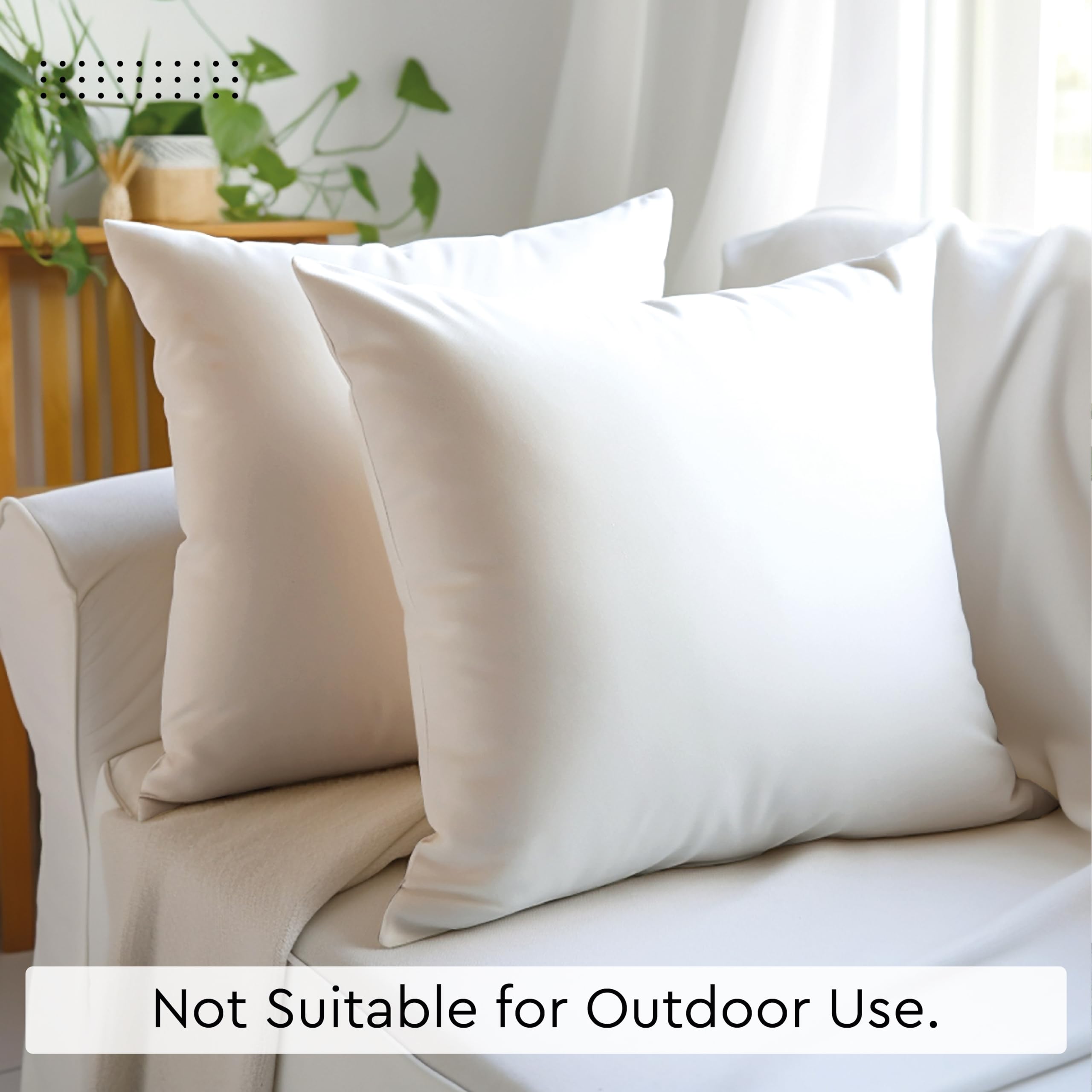 Encasa XO Throw Pillow Covers 12x12 Inches Set of 2 - White Cotton Decorative Cushion Covers with Improved Zippers for Sofa, Bed, Living Room | No Inserts Included | Perfect for Home Decor, Cozy Reading Nook & Guest Room Styling