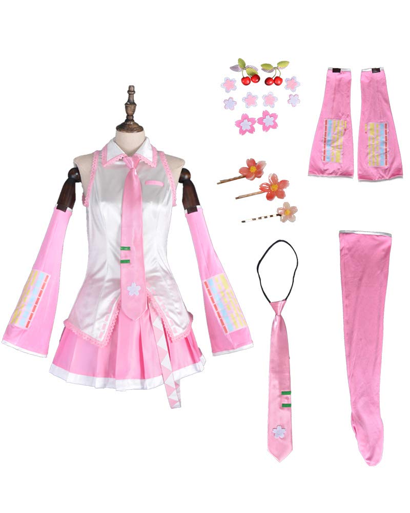 Haikyuu Anime Pink Cosplay Dress for Women - Complete Set with Socks & Hair Pins | Halloween Costume, Anime Convention Outfit, Cosplay Party Dress