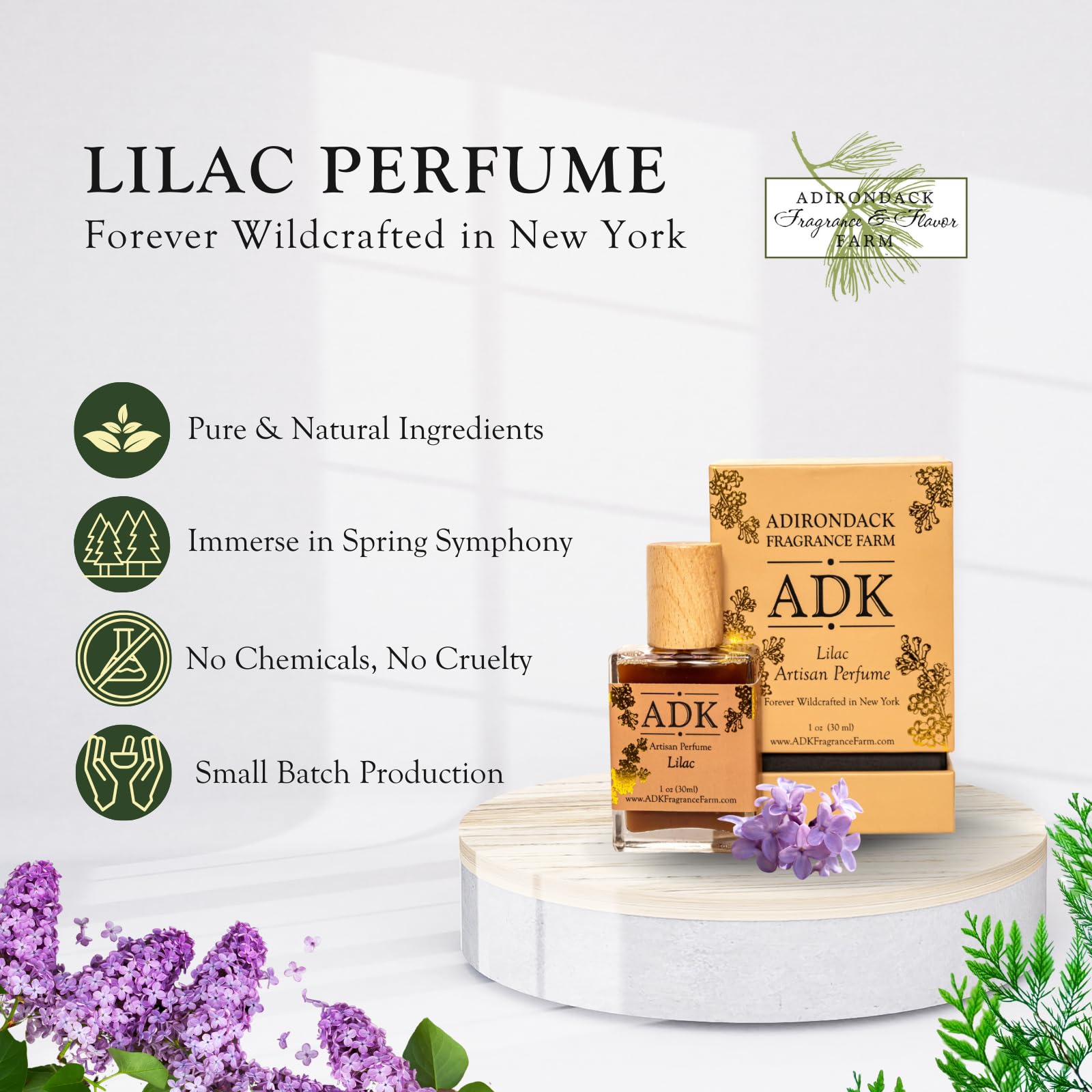 ADK Lilac Botanical Perfume Spray 1 oz (30 mL) - Natural Hypoallergenic Clean Fragrance for Women & Men with Lilac, Heliotrope & Cedar Notes | Floral Scent for Daily Wear, Romantic Dates & Special Occasions