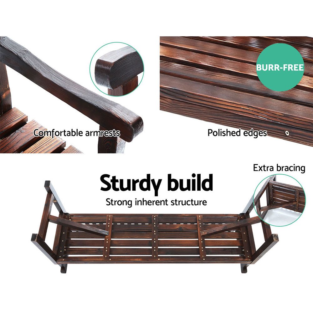 5FT Outdoor Garden Bench - 3 Seat Wooden Patio Furniture in Charcoal for Backyard, Porch, and Garden Relaxation