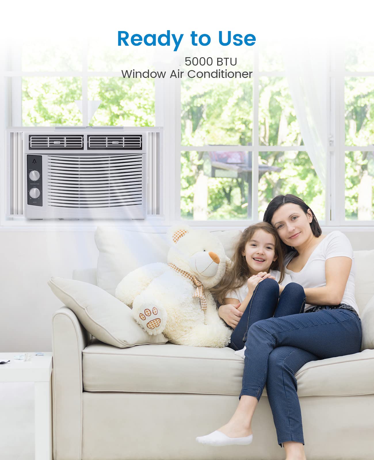 Energy Efficient White Window Air Conditioner - Cool & Quiet AC Unit for Home, Office, Bedroom - Easy Installation & Remote Control (Ideal for Small to Medium Rooms)