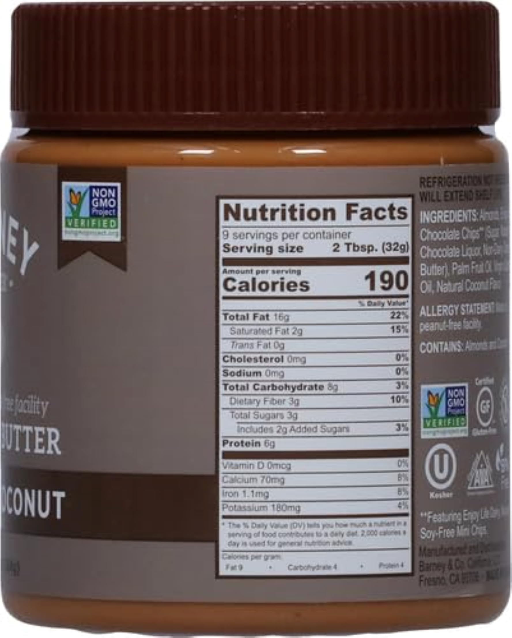 Organic Almond Butter with Cocoa & Coconut - No Stir, Non-GMO, Gluten-Free, Paleo & Keto Friendly (10oz) - Perfect for Smoothies, Baking & Healthy Snacks