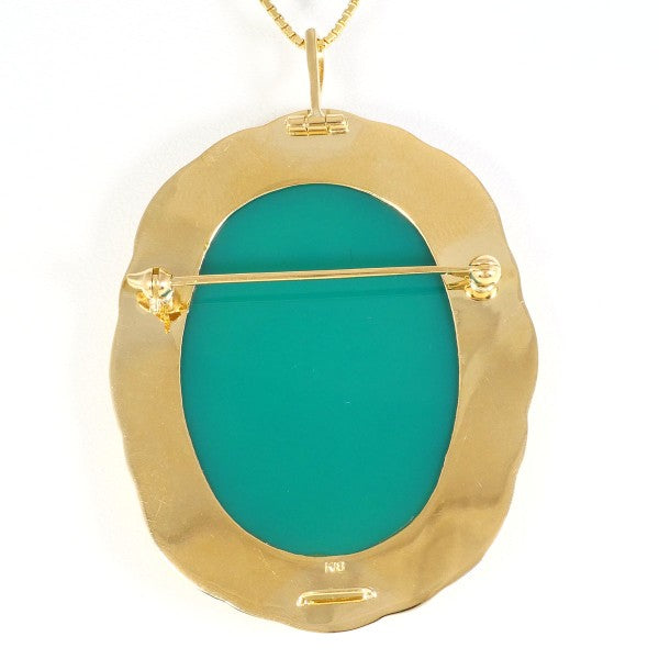 18K Yellow Gold Cameo Necklace and Brooch Set - Vintage Two-Way Pendant for Women - Perfect for Weddings, Parties & Special Occasions