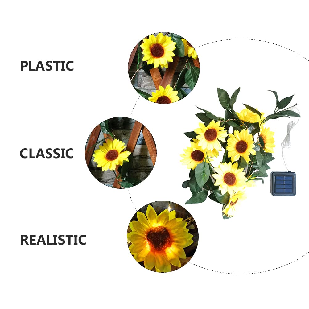 Solar Powered Sunflower Fairy Lights - Outdoor Garden Decor with Sunflower Vines & LED String Lights for Patio, Yard, Wedding, Party Decoration (Waterproof, Plastic)
