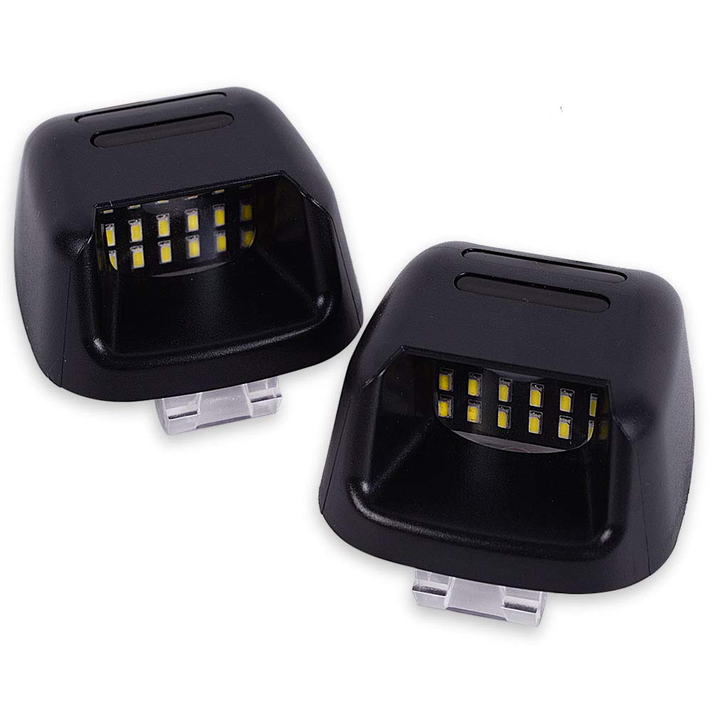 Runmade RED 3 LED 18 SMD White License Plate Light Assembly - Smoke Lens Replacement for Nissan Frontier, Titan, Xterra, Armada, Equator - Perfect for Night Driving & Enhanced Vehicle Appearance