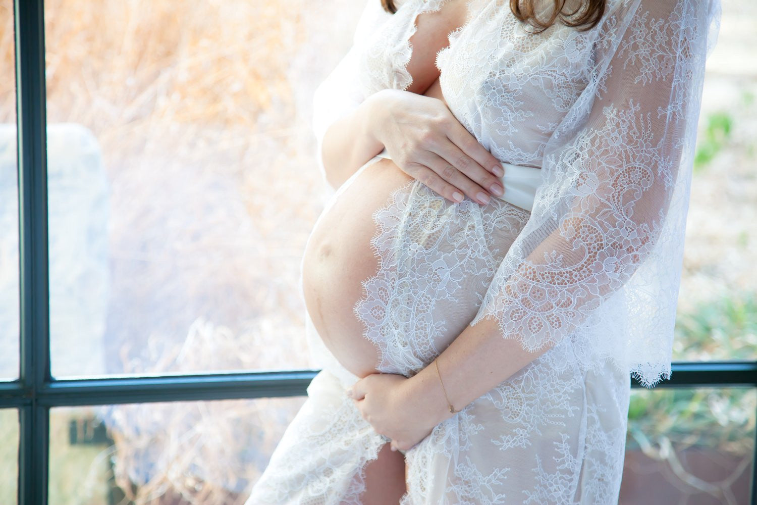 Odette Lace & Silk Lined Bridal Kimono Robe - Elegant Wedding Gown Cover-Up for Bridal Party, Boudoir Photography and Honeymoon