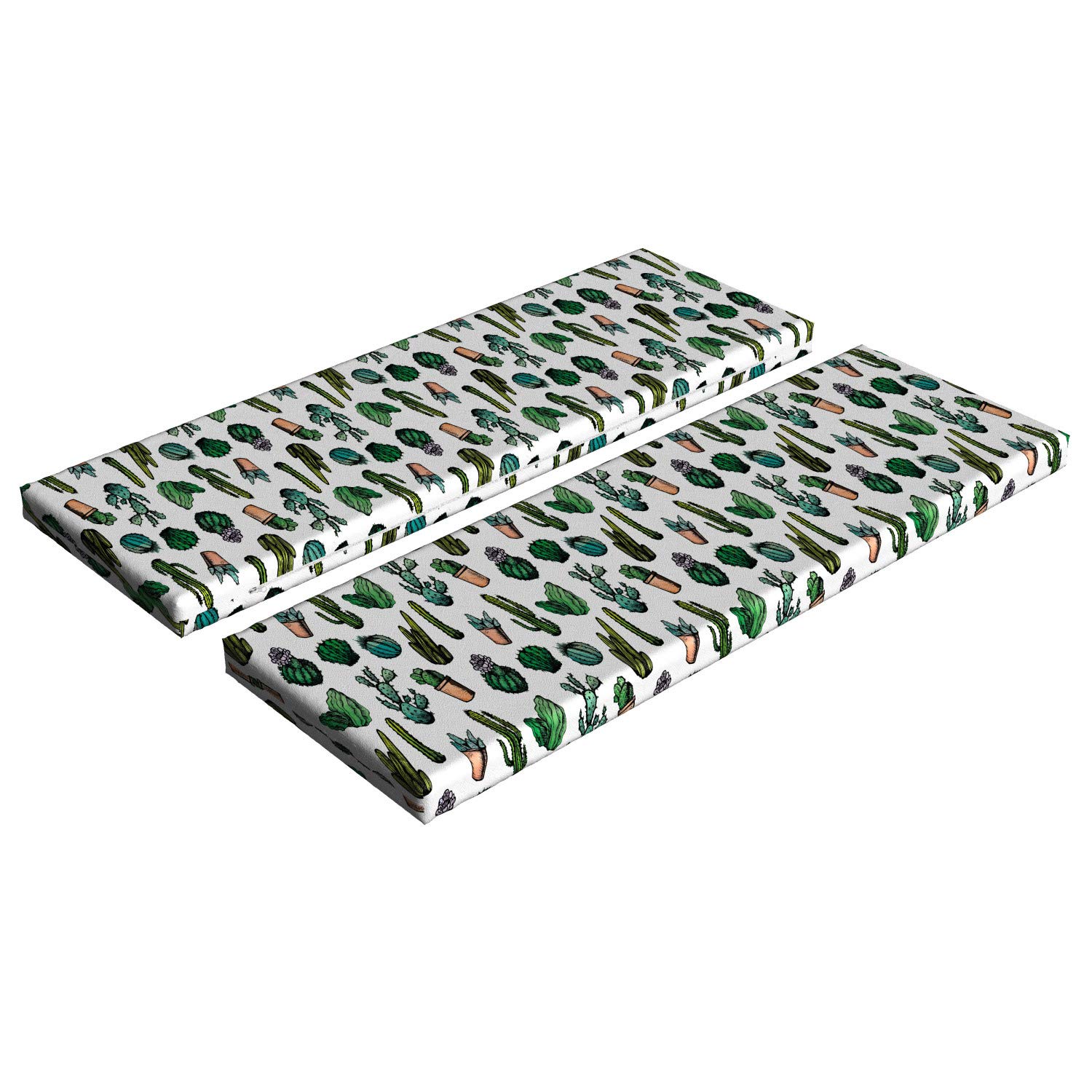 Ambesonne 2-Piece Cactus Bench Cushion Set - Hand Drawn Boho Line Art Cacti in Pots, 45