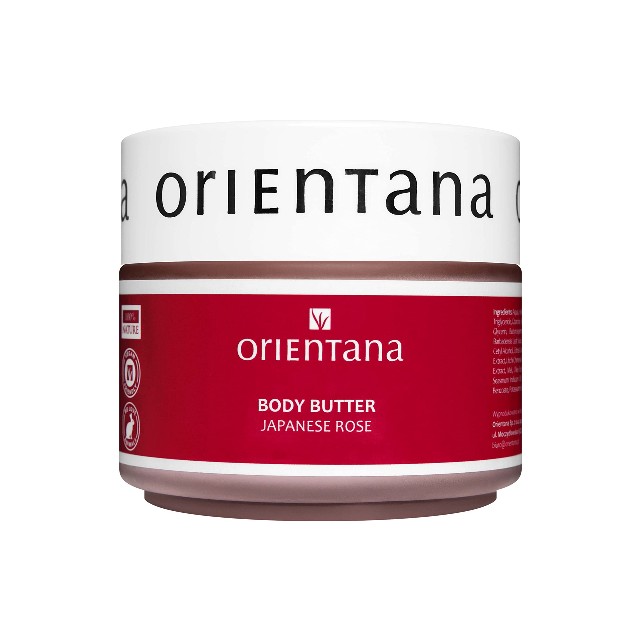 Orientana Natural Body Butter with Japanese Rose - Deeply Moisturizing & Regenerating, Nourishes & Firms Skin, Smooths & Softens - 100g | Perfect for Dry Skin Care, Daily Hydration & Spa Treatment at Home