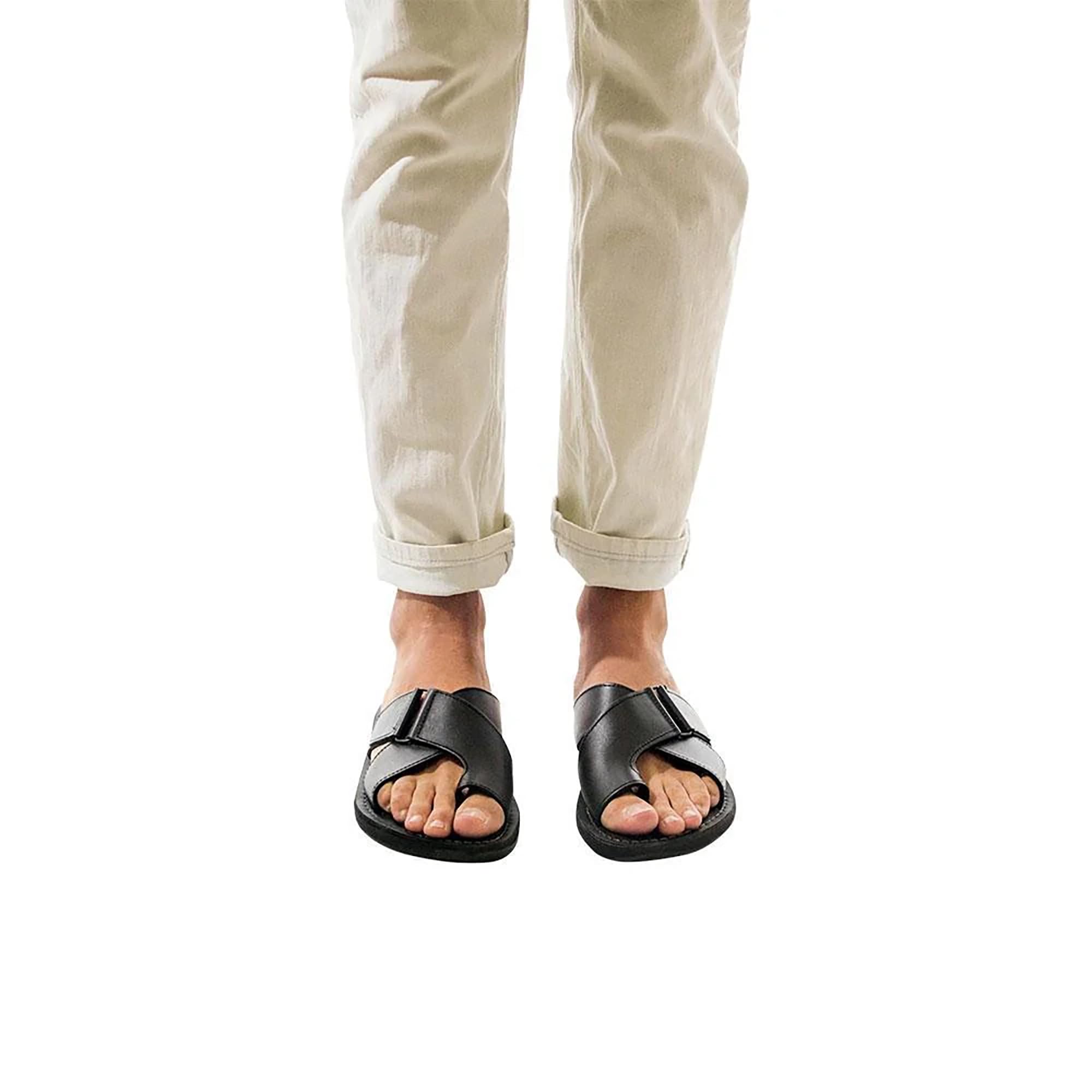 Asher Men's Leather Slide Sandals - Comfortable & Stylish Casual Footwear for Summer, Beach, and Relaxation