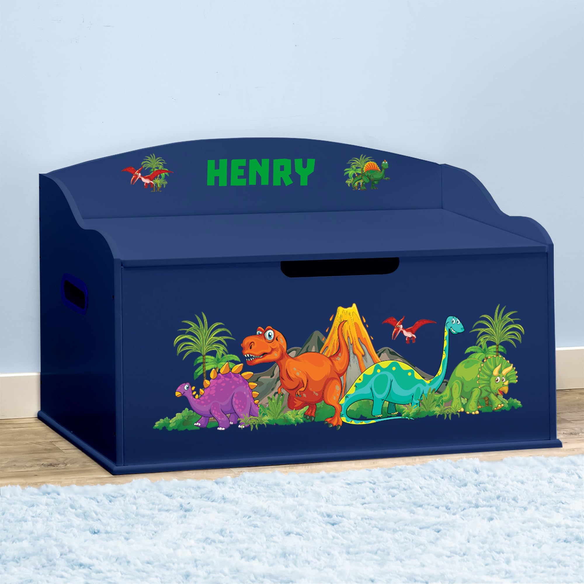 Personalized Dinosaur Toy Storage Box - Creative Blue Kids Organizer for Bedroom & Playroom | DIBSIES