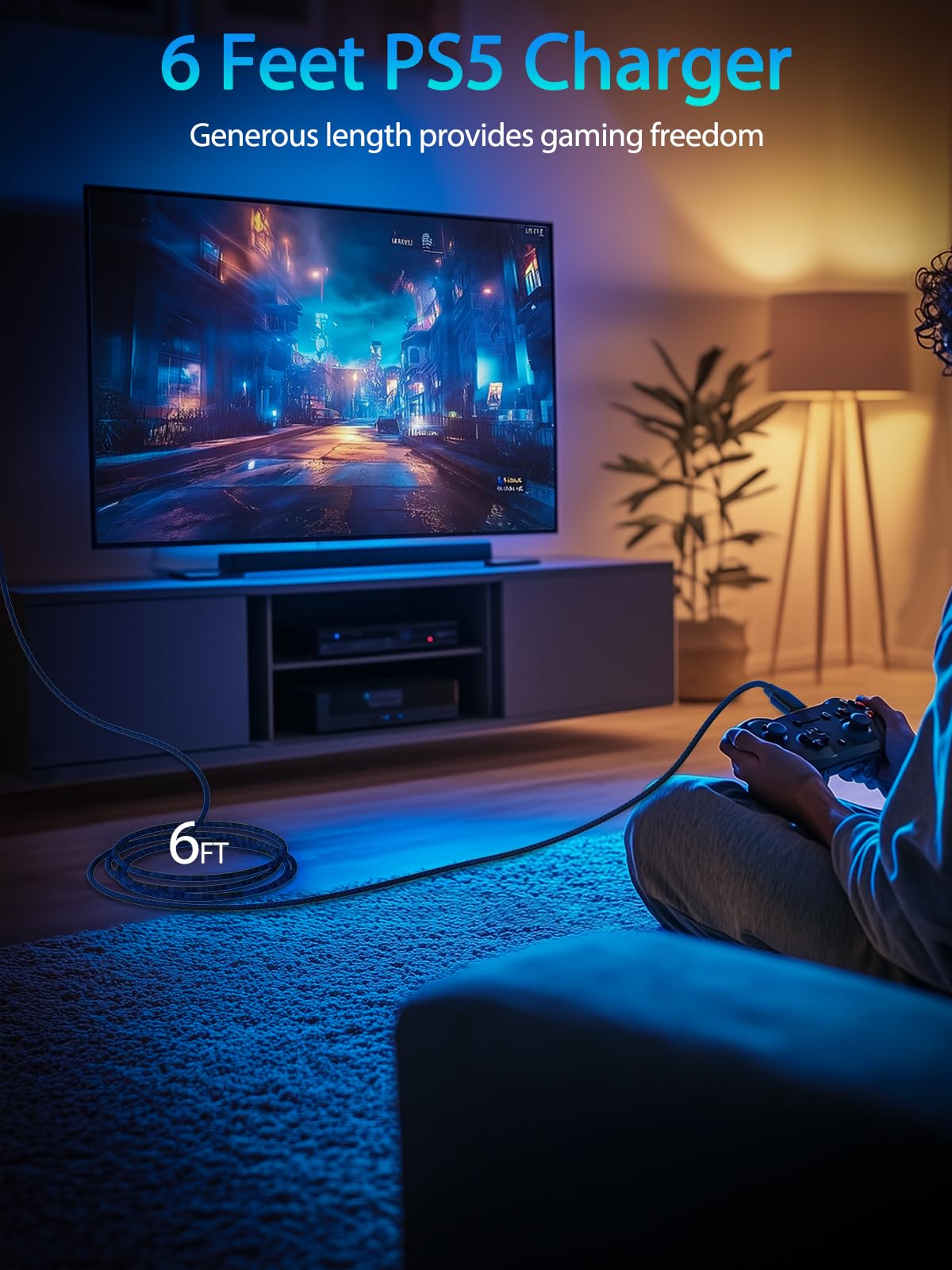 Premium USB-C Charging Cable for PS5 & Xbox Series X/S Controllers - 6ft Fast Charge & Data Sync Cord - Compatible with PlayStation 5 DualSense & Xbox Core Controller Accessories - Perfect for Gaming Sessions & Home Entertainment Setups