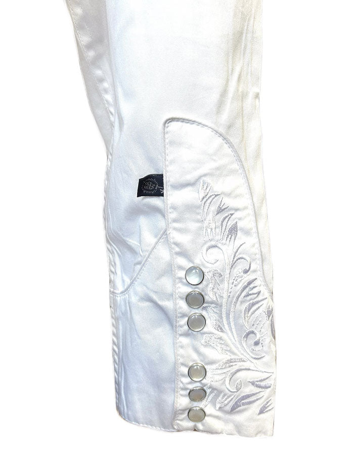 Rockmount 7859 WHT Women's Vintage Tooling Embroidered Western Shirt - White Cowgirl Shirt for Rodeo, Country Music Festivals & Western Fashion
