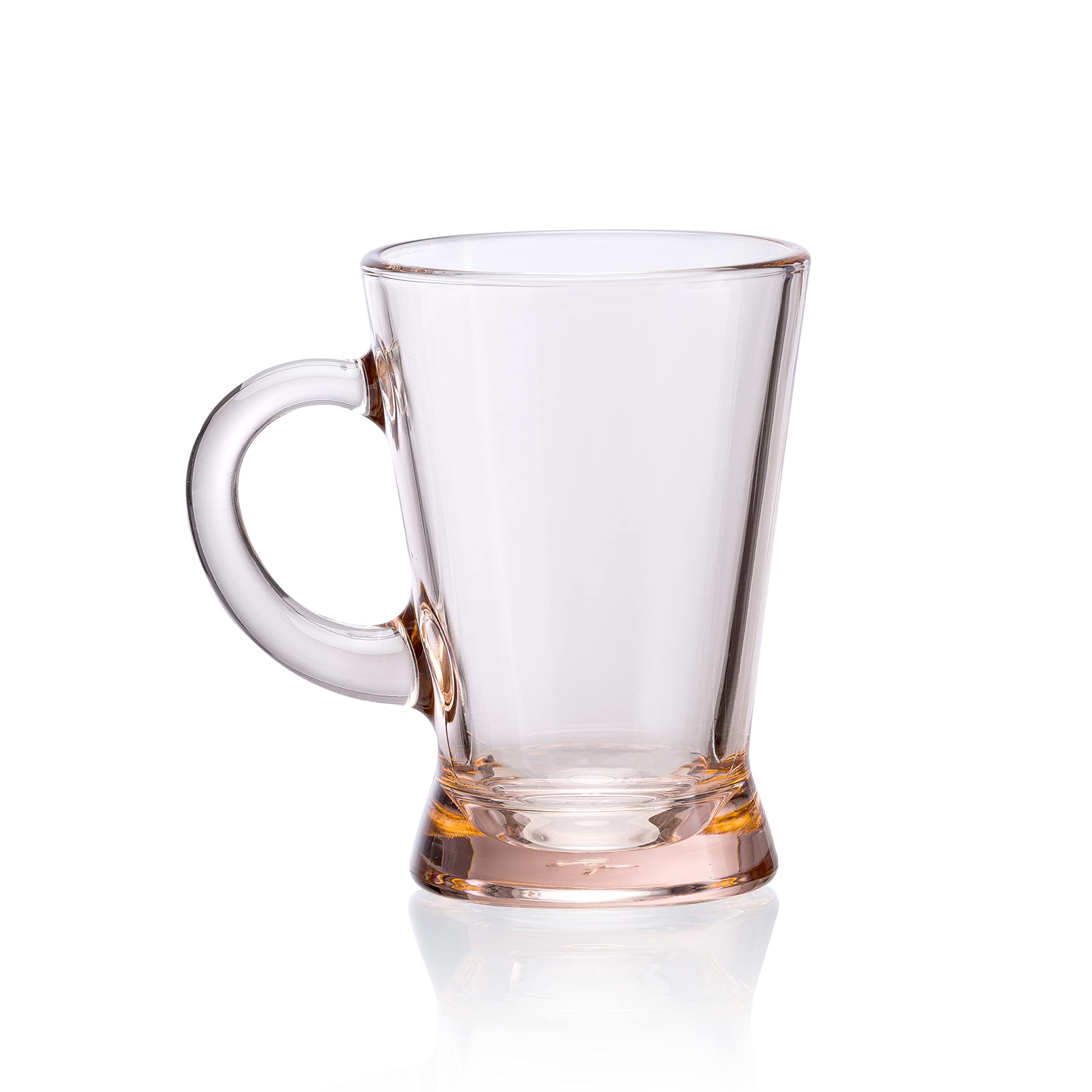 Pasabahce Heybeli Mug Set of 6 - 180ml Pink Transparent Turkish Tea & Coffee Cups - Authentic Pasabahce from Turkey - Perfect for Home, Office, and Restaurant Use