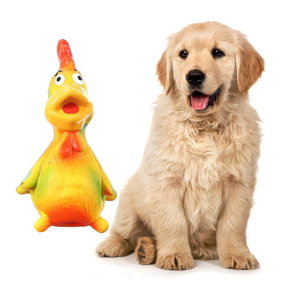 Squeaky Dog Toys for Small & Medium Dogs - Safe Latex Rubber Chew Toy with Fun Screaming Chicken Sound - Perfect for Playtime, Training & Teething Relief