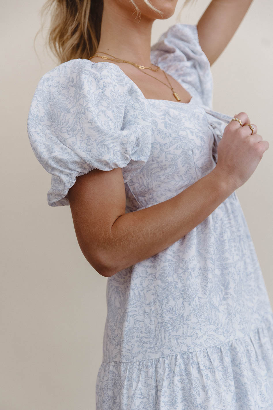 Kelsie Floral Midi Dress in Blue - Elegant Summer Dress for Women, Perfect for Weddings, Parties & Beach Vacations