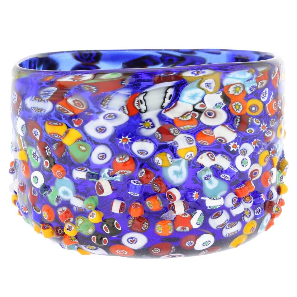 Authentic Murano Glass Mosaic Bowl - Handmade Venetian Millefiori Art Piece in Cobalt Blue - Perfect for Home Decor, Wedding Gifts & Luxury Tableware