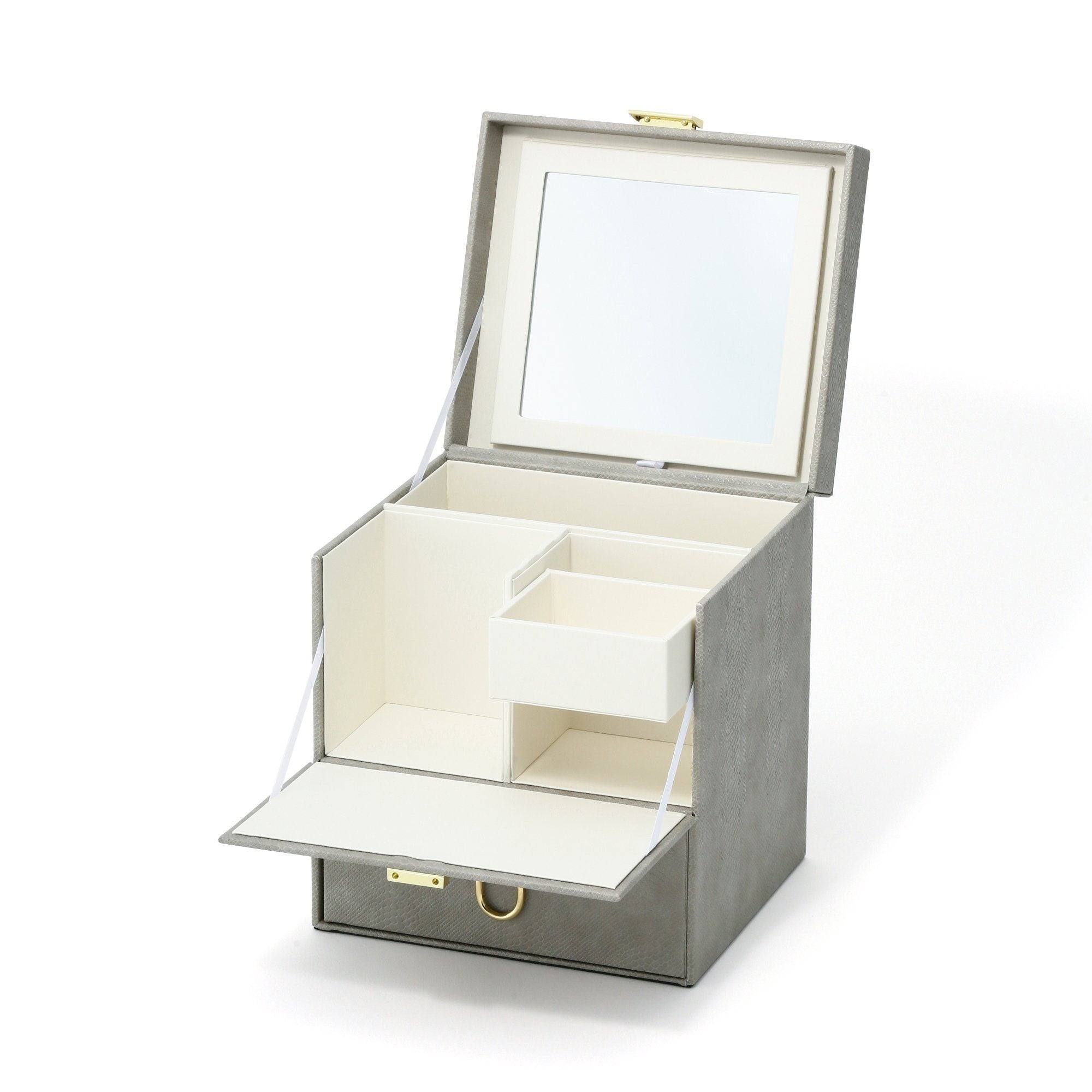 Flavia Cosmetic Organizer Box - Gray Makeup Storage Case for Vanity, Travel & Bathroom Organization