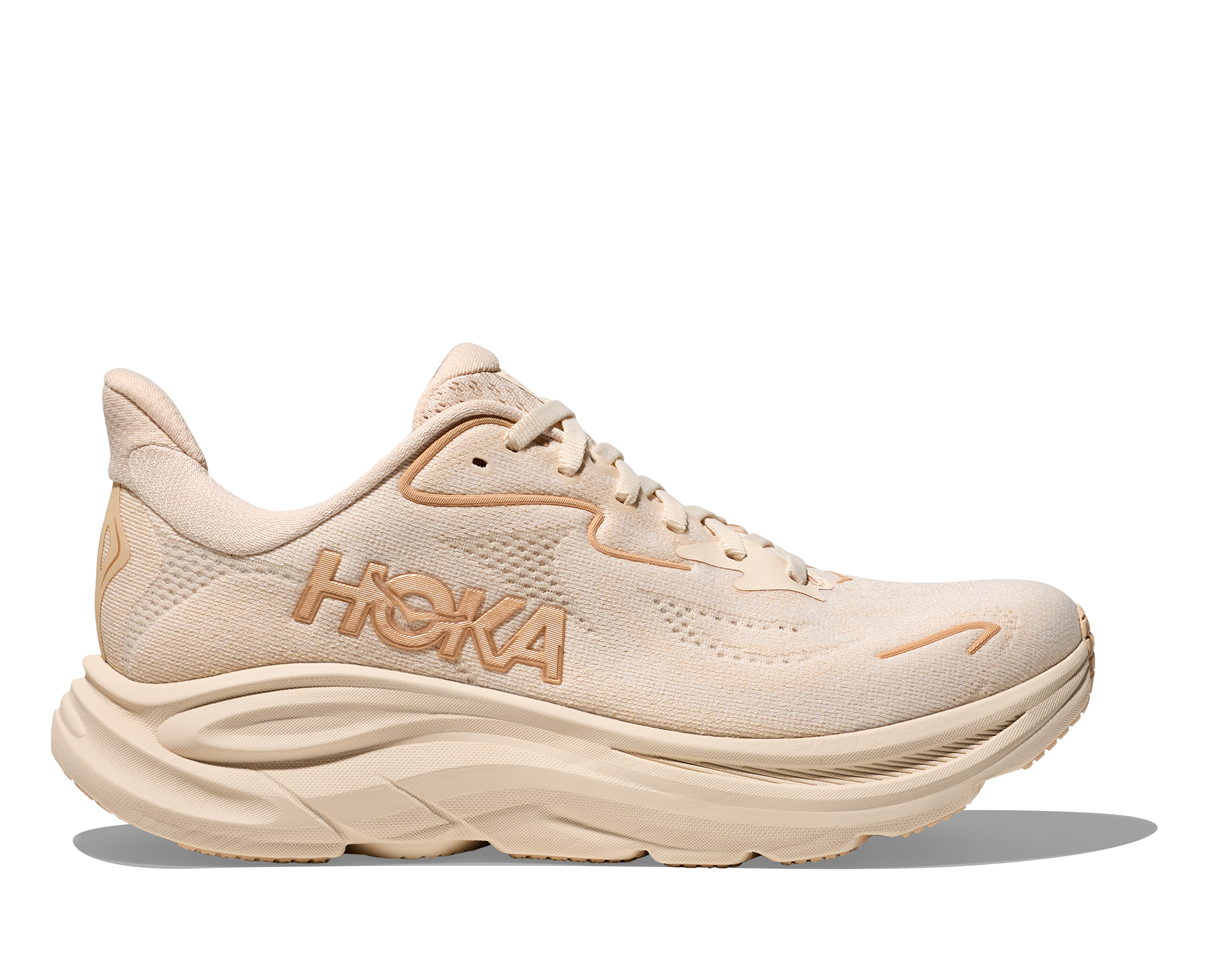HOKA Women's Clifton 10 Wide Running Shoes - Vanilla/Birch - Lightweight Cushioned Sneakers for Road Running, Walking & Gym Workouts