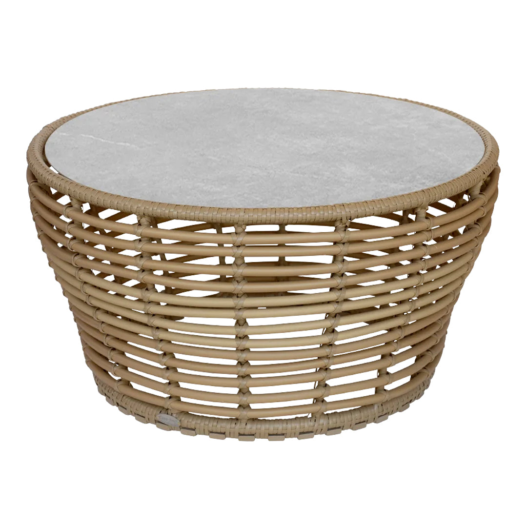 Outdoor Wicker Coffee Table - Medium Size Rattan Patio Furniture for Garden, Porch, and Poolside Relaxation