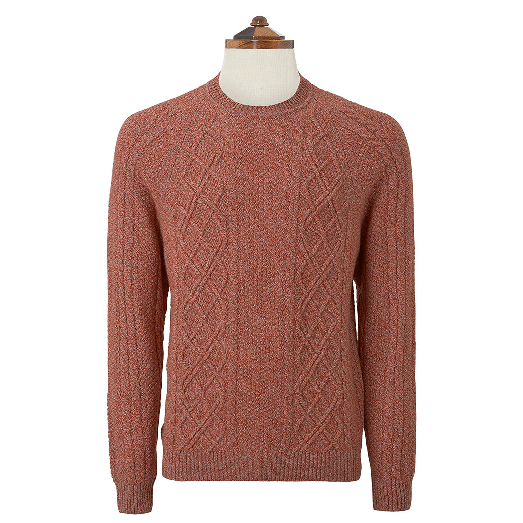 Kinlaw Rust Aran Sweater for Men & Women - Cozy Irish Wool Cable Knit Pullover for Fall & Winter | Perfect for Casual Outfits, Date Nights & Outdoor Adventures