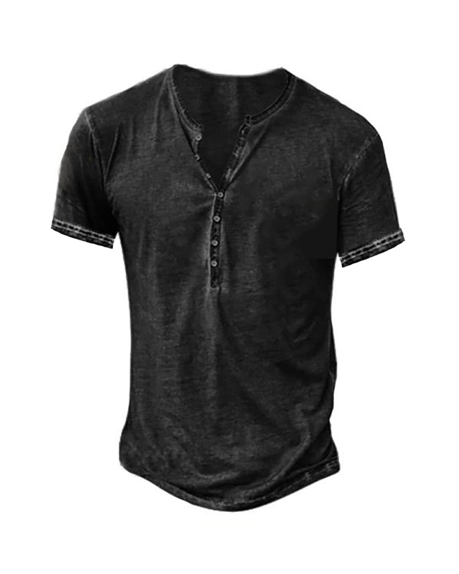 Vintage Distressed Henley Shirts for Men - Long Sleeve Casual Button Down V-Neck T-Shirts | Perfect for Outdoor Adventures, Date Nights & Everyday Wear