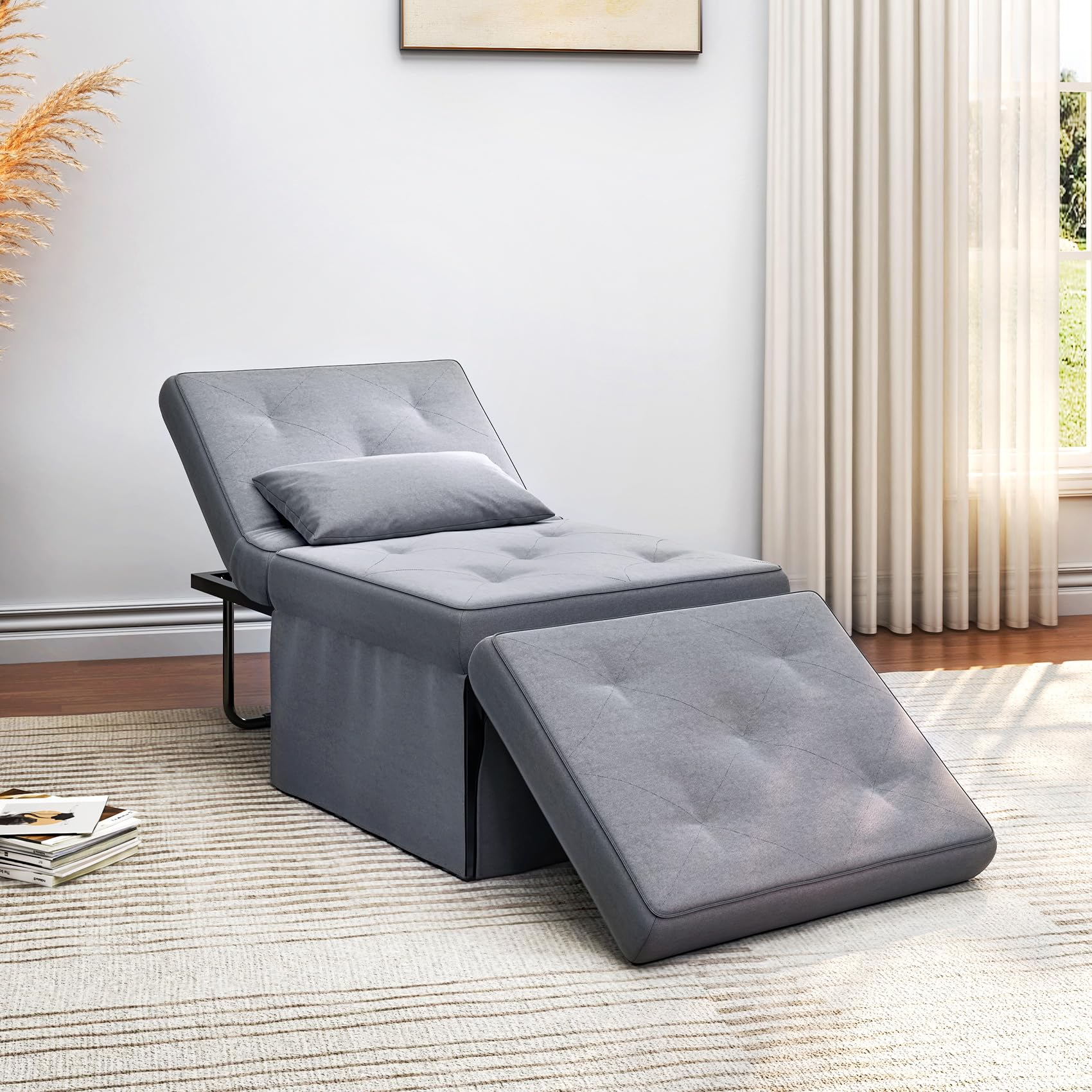 TC-HOMENY 4-in-1 Convertible Sofa Bed with Adjustable Backrest - Foldable Sleeper Chair with Thick Sponge Cushion for Living Room, Guest Room & Small Spaces - Comfortable Multi-Functional Furniture for Relaxing, Napping & Hosting Guests