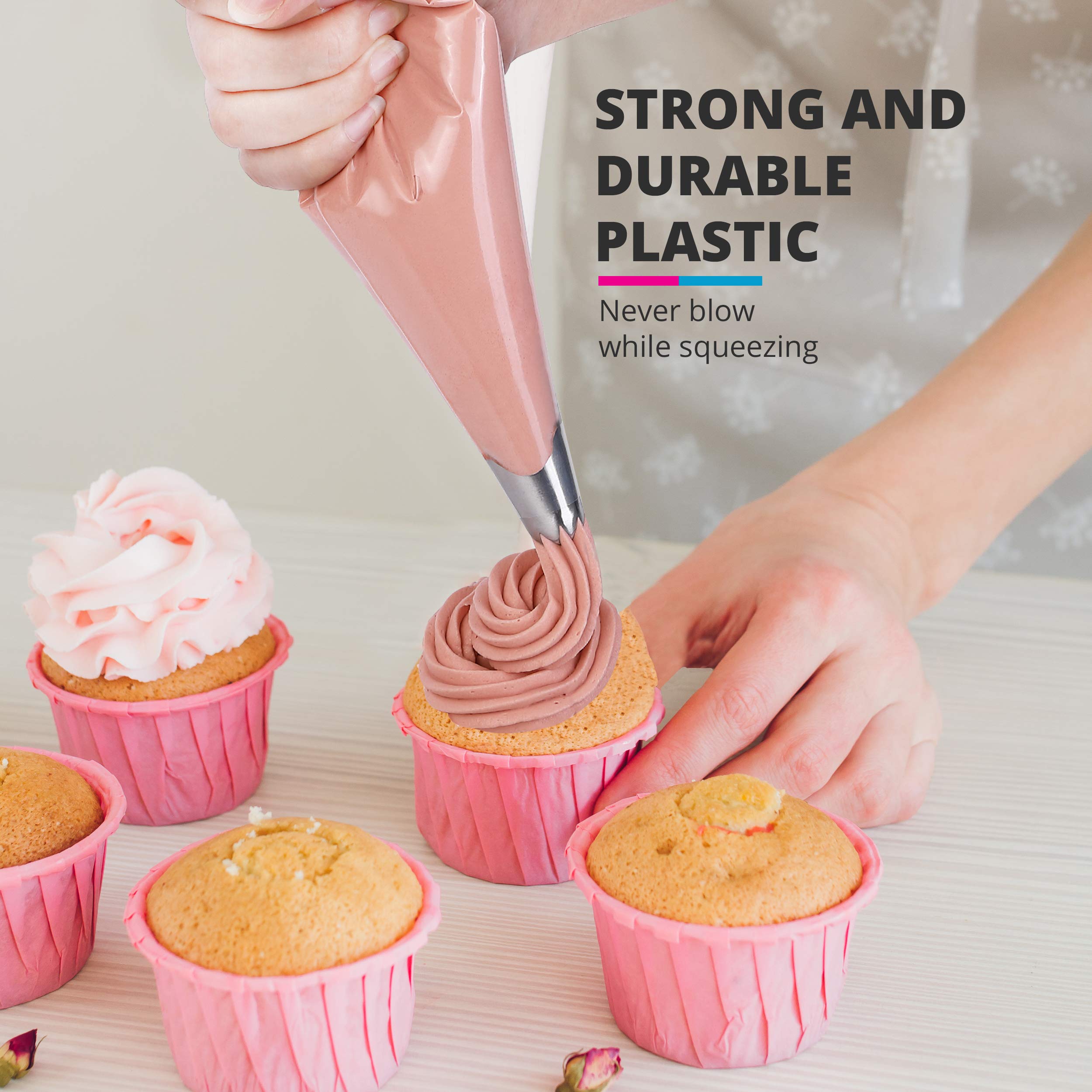 100 Pack 15 Inch Disposable Piping Bags - Heavy Duty Anti-Burst Pastry Decorating Bags for Cake Frosting, Cupcake Icing, Cookie Decorating - Perfect for Home Baking, Party Treats & Professional Cake Design