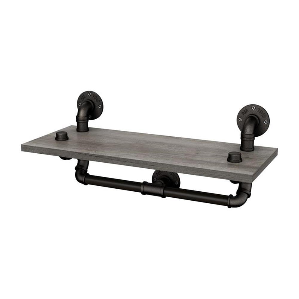 Furniture of America Gren Industrial Metal Floating Shelf - Gray & Black Wall Shelves for Living Room, Bedroom, Bathroom & Office Storage & Decor