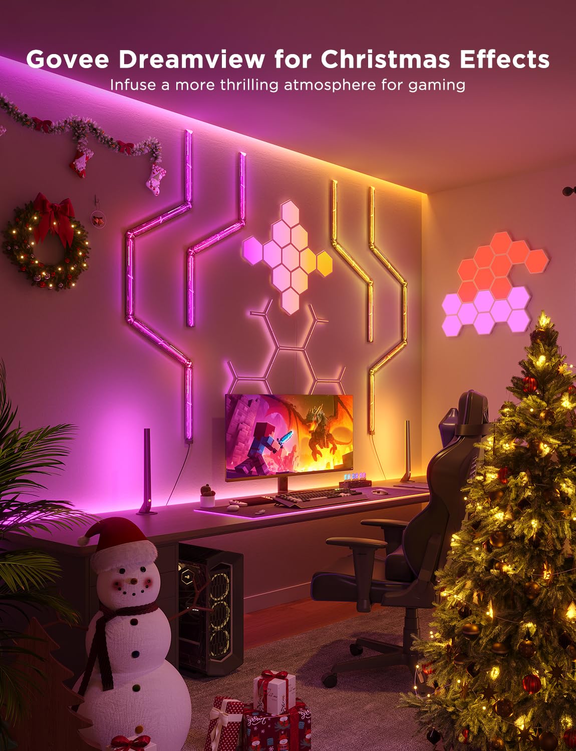 Govee Glide Hexa Panels - Smart Wi-Fi RGBIC Hexagon LED Wall Lights, 6 Music Sync Modes & 40 Scene Modes, Works with Alexa & Google Assistant - 10 Pack for Living Room, Bedroom, Gaming Room & Home Decor