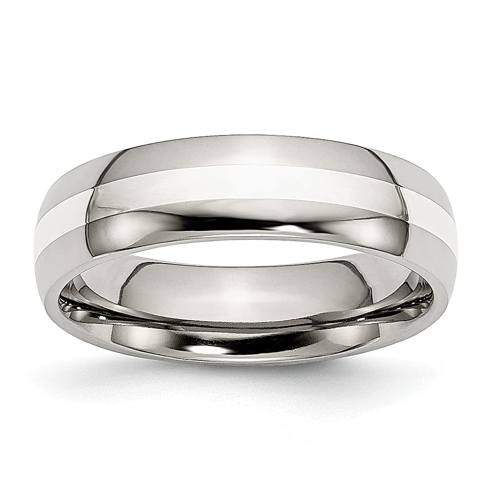 ICE CARATS 6mm Stainless Steel 925 Sterling Silver Inlay Wedding Ring Band - Cubic Zirconia Fine Jewelry for Women | Perfect Anniversary, Engagement & Bridal Gift for Her
