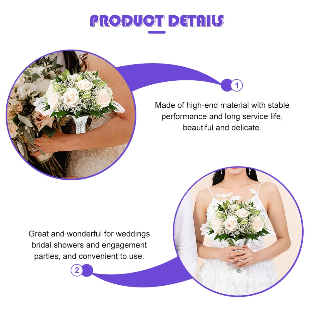 2pcs Bouquet Holder for Bridal Flowers - Wedding Bouquet Holder with Floral Foam - Handheld Flower Decoration for Artificial & Fresh Flowers - Perfect for Weddings, Bridal Showers & DIY Floral Arrangements
