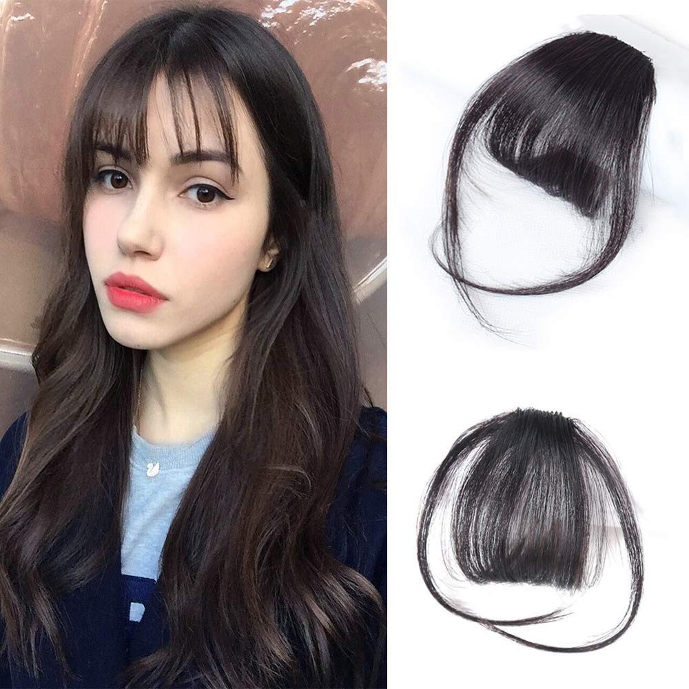 Natural Black Synthetic Hair Extensions for Women - Scheibe Wig Front Hair Extension with Out Curl & Layered Fringe | Perfect for Daily Wear, Parties & Cosplay