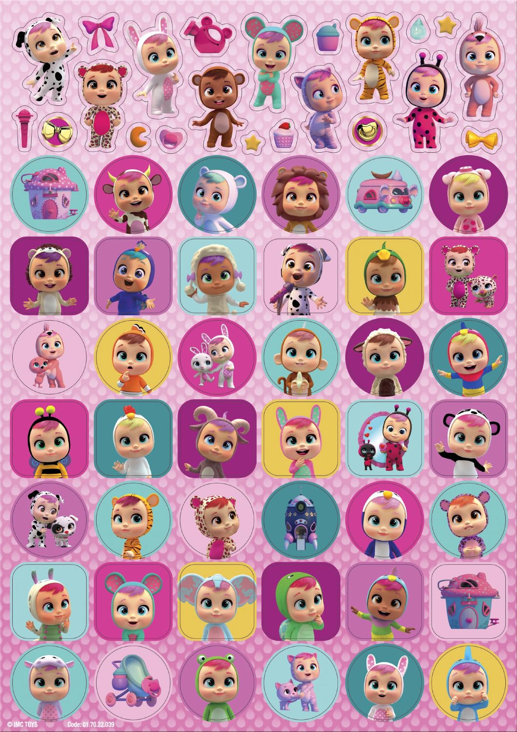 Cry Babies Mega Sticker Pack - Official Reusable Stickers for Kids Rooms & Notebooks