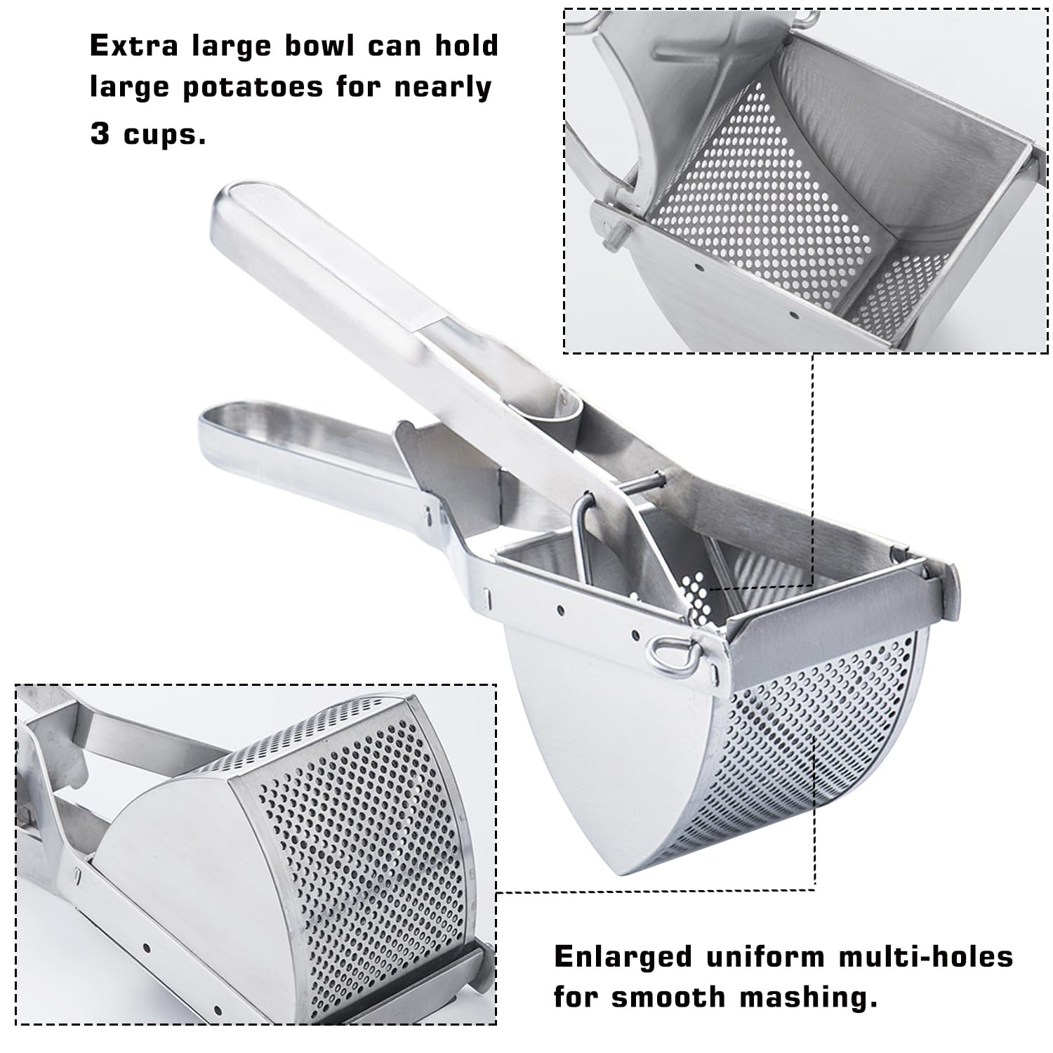 **AITRAI 22oz Heavy Duty Stainless Steel Potato Ricer & Masher - Professional Kitchen Tool for Smooth & Fluffy Mashed Potatoes, Baby Food, Purees - Perfect for Thanksgiving, Holiday Cooking & Home Chefs**
