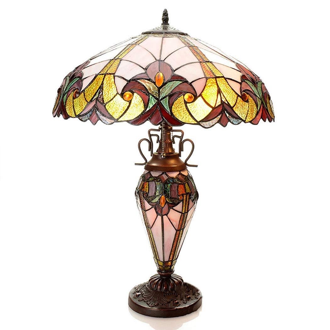 Handmade 18 Inch Tiffany Style Stained Glass Table Lamp - Multicolor Mosaic Bedside & Desk Lighting for Living Room, Bedroom & Office Decor