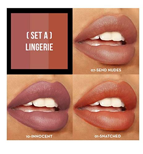Italia Deluxe SEXY TRIO Satin Lipstick Set - 3 Long-Lasting Nude Shades (Send Nude, Innocent, Snatched) - Perfect for Date Night, Bridal Makeup & Everyday Glam