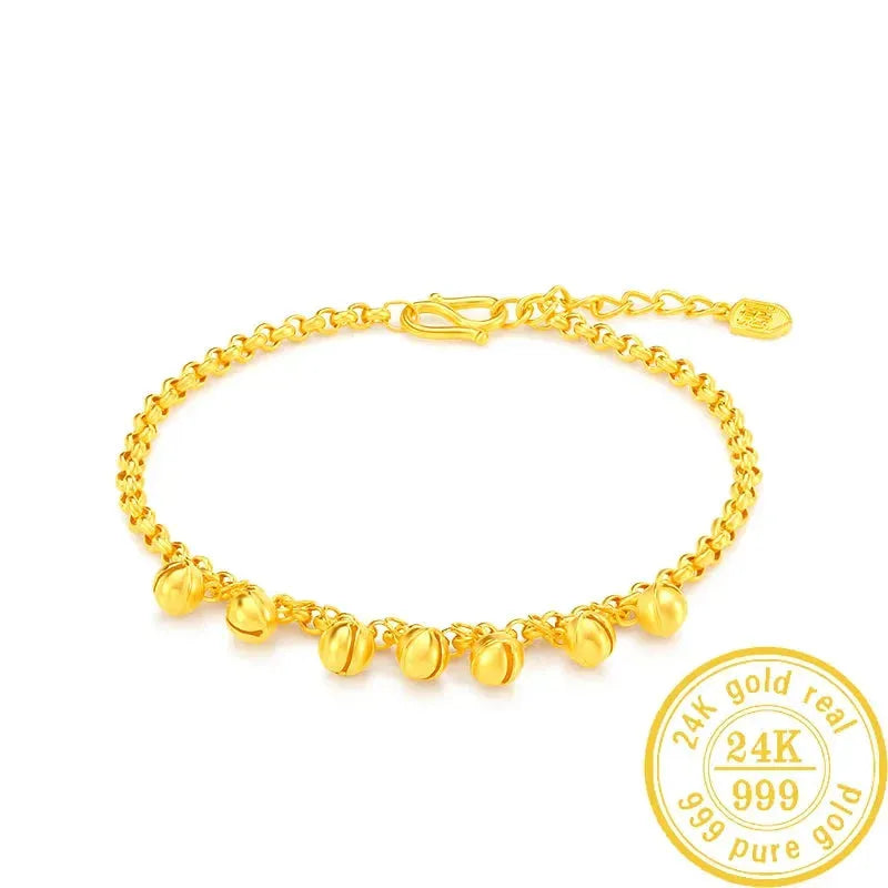 24K Pure Gold Bracelet 999 Solid Gold Bangle for Women - Elegant Romantic Classic Jewelry Gift for Anniversary, Valentine's Day & Special Occasions