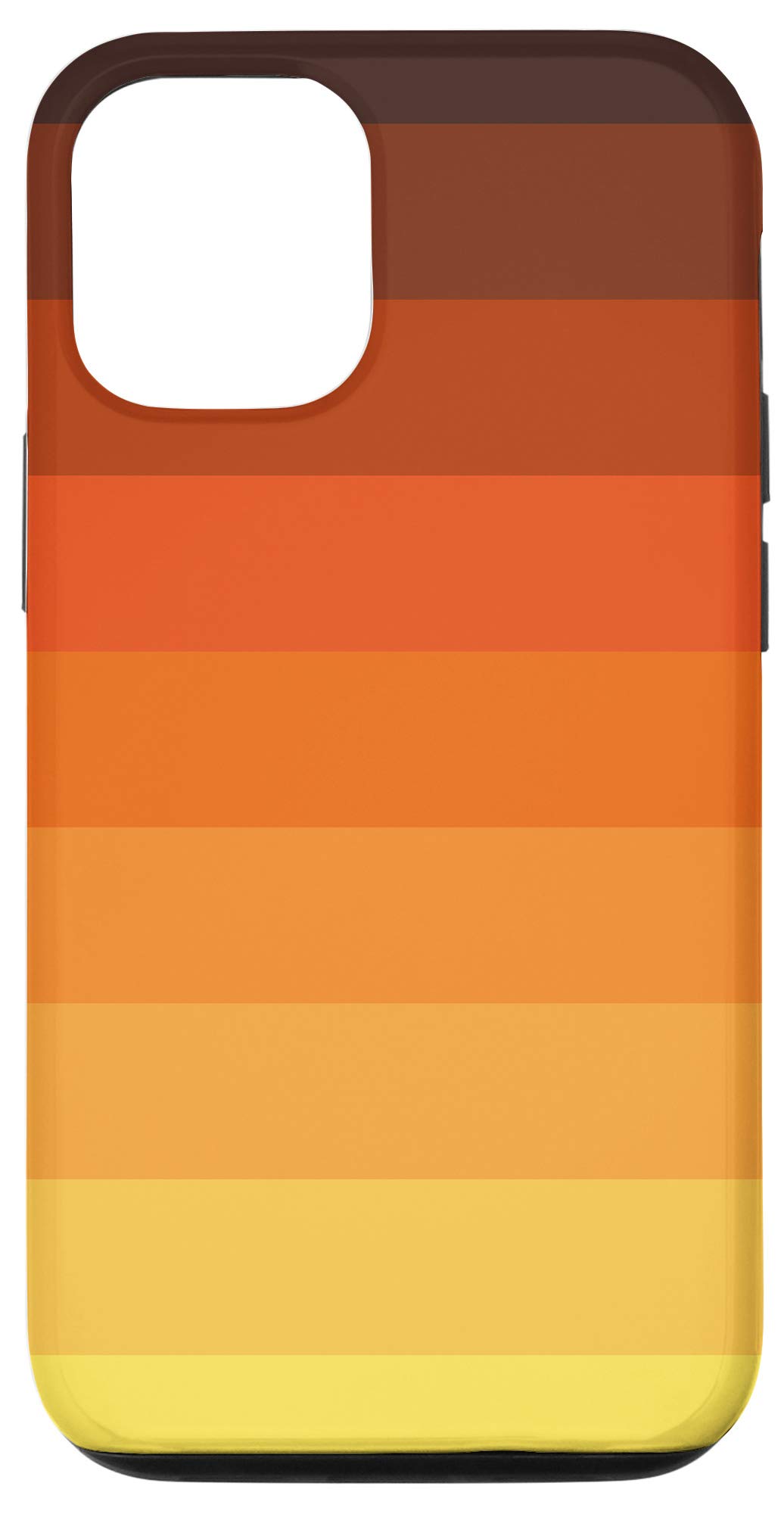 Vintage 70s Style Striped iPhone 12/12 Pro Case - Red, Yellow & Brown Retro Minimalist Design | Perfect for Music Festivals, Beach Days & Retro-Themed Parties