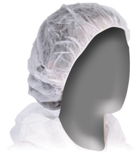 Disposable White Bouffant Caps 21 Inch - 400 Pack for Food Service, Medical & Cleanroom Use