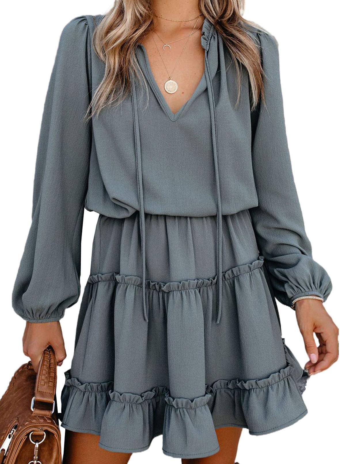 Blibea Women's Boho Floral Print Spaghetti Strap Ruffle Skater A-Line Swing Mini Dress - Perfect for Summer Beach Vacations, Music Festivals & Date Nights