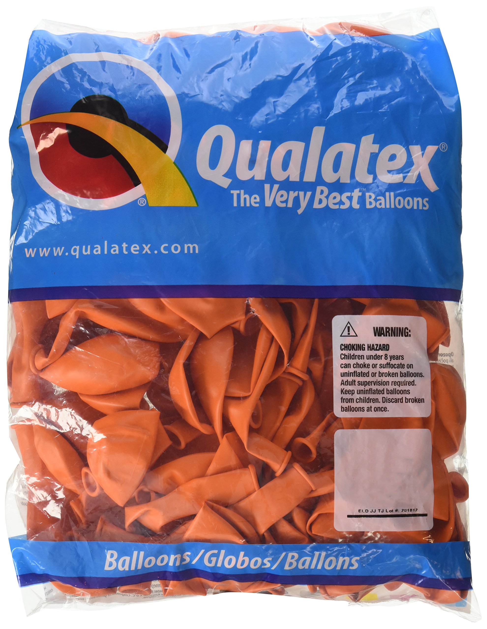Qualatex 9-Inch Round Orange Latex Balloons - Pack of 100 for Birthday Parties, Baby Showers & Decorations