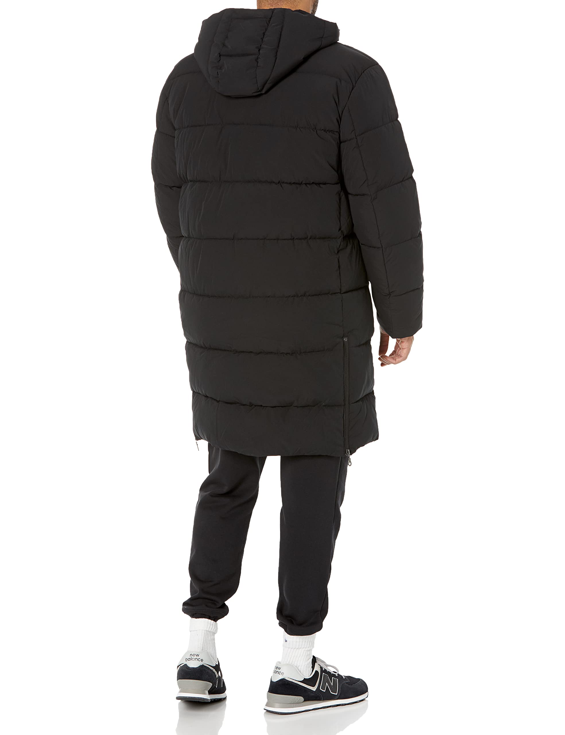 Amazon Essentials Men's Hooded Long Puffer Coat - Winter Warm Jacket for Cold Weather, Water-Resistant Outdoor Parka with Adjustable Hood - Perfect for Snow, Hiking & Daily Commute